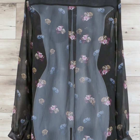 Simply Vera*Women's Long Sleeve Button Down Abstract Cardigan Sheer Blouse Large - Picture 4 of 10